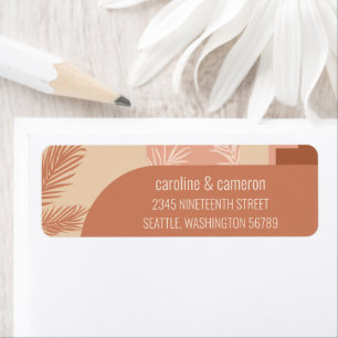 Etiqueta Boho Modern Floral Art Terracotta Return Address