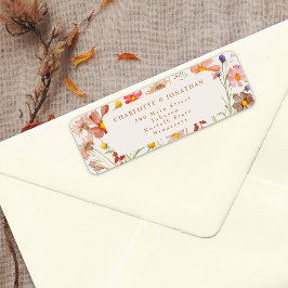 Etiqueta Boho Outono Floral Terracota Bege Casamento