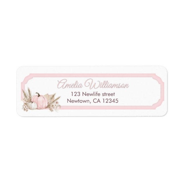 Etiqueta Boho Pink Abóbora Aniversário de 1 ano (Frente)