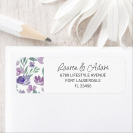 Etiqueta Boho Purple floral e Calliografia Casamento