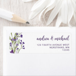 Etiqueta Boho Purple Wildflower Address
