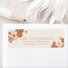 Etiqueta Boho Retro Groovy Orange Floral