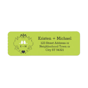 Etiqueta Boho Swirls, Curls, um Casamento Banner & Lovebird