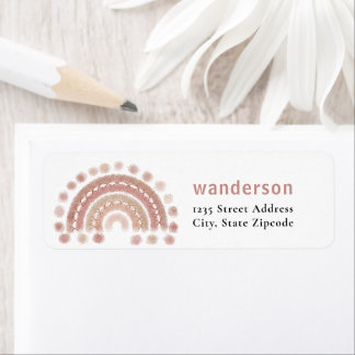 Etiqueta boho terracotta arco-íris aconchegante