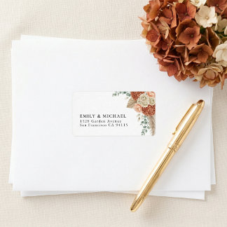 Etiqueta Boho Terracotta Floral Wedding Return Address