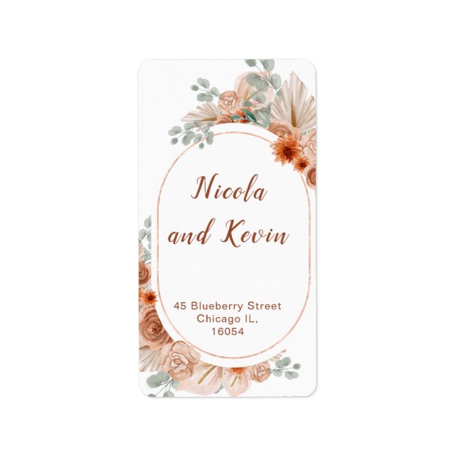 Etiqueta Boho Terracotta Pampas Grass (Frente)