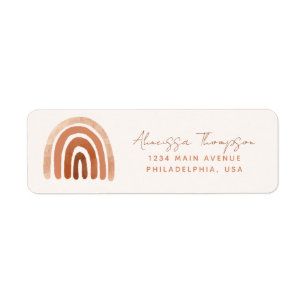 Etiqueta Boho Terracotta Watercolor Rainbow Taupe