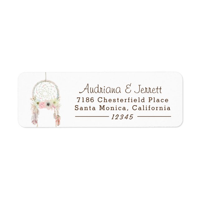 Etiqueta Boho Tribal Rustic em White Return Address (Frente)