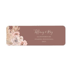 Etiqueta Boho Tropical Botânica Dusty Rosa Endereço de reto