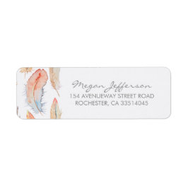 Etiqueta Boho Watercolor Feather Casamento