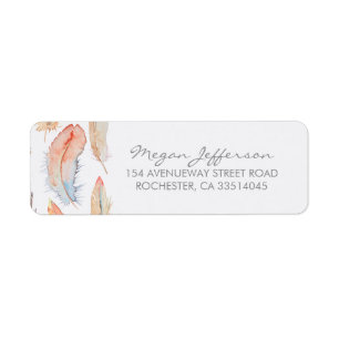 Etiqueta Boho Watercolor Feather Casamento