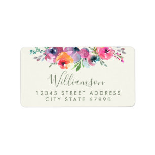 Etiqueta Boho Watercolor Flowers Modern Elegant Address