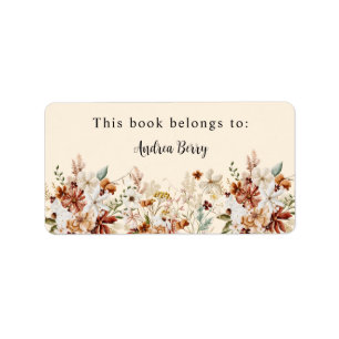 Etiqueta Boho Wildflower Este Livro Pertence A