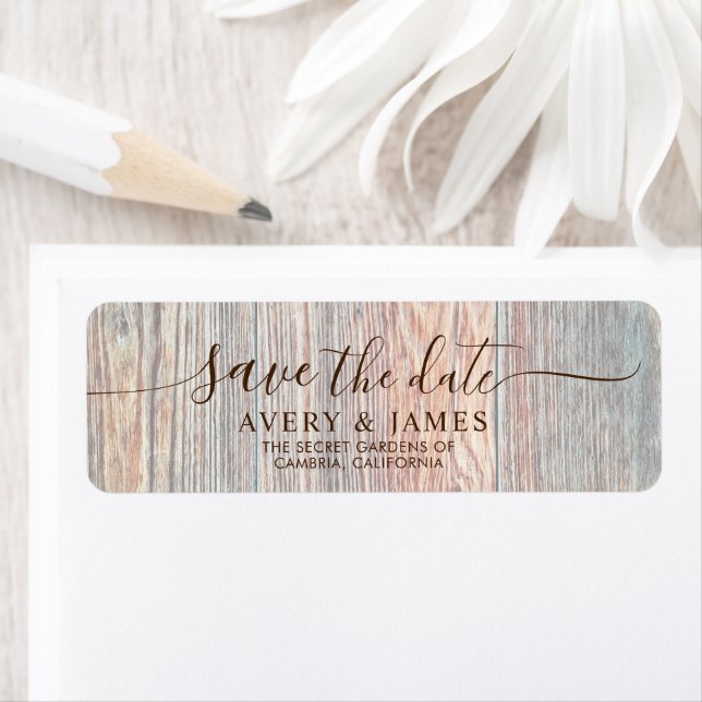 Etiqueta Boho Wood Slice Pampas Save the Date Address Label (Insitu)