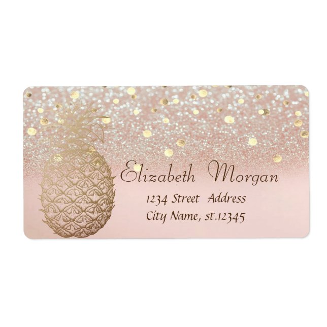Etiqueta Bokeh de Glitter Confete de Abacaxi Moder (Frente)