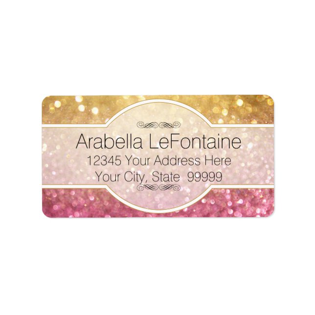 Etiqueta Bokeh Elegant Event Address Labels Glitter (Frente)