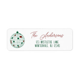 Etiqueta Bola de Discoteca de Natal Verde & Branco Endereço