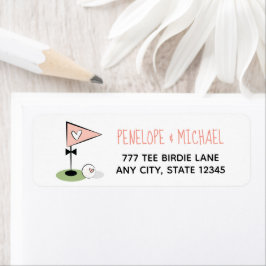 Etiqueta Bola e Bandeira de Golfe de Coração Rosa