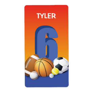 Etiqueta Bolas de Esportes de Aniversário 6