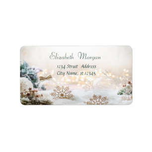 Etiqueta Bolas de Natal Brancas, Flocos de Neve