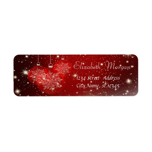 Etiqueta Bolas de Natal Elegantes,Vermelho (Frente)