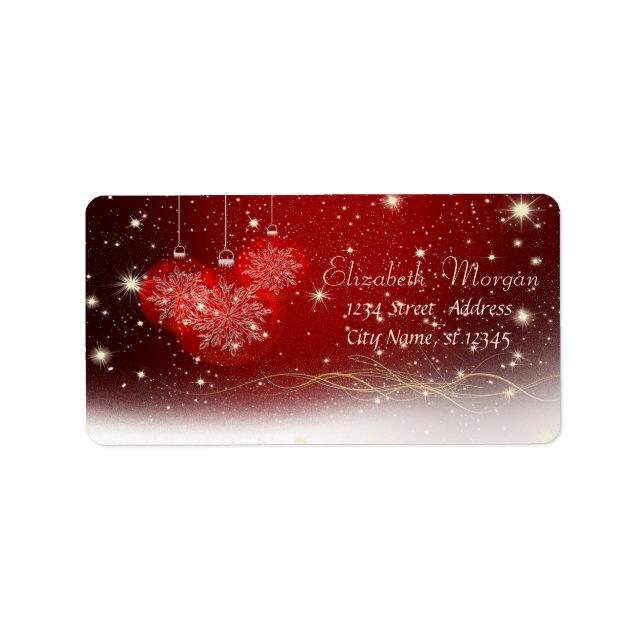 Etiqueta Bolas de Natal, Feriado Vermelho (Frente)