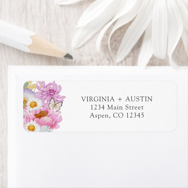 Etiqueta Bold Bright Floral (Bold Bright Floral Return Address Label by Painted Paperie
)