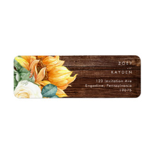 Etiqueta Bold Country Sunflower  Wood Return Address