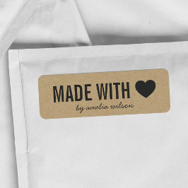 Etiqueta Bold Rústico Coração Feito com Amor Faux Kraft
