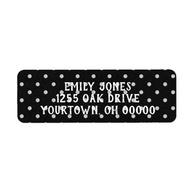 Etiqueta bolinhas a preto e branco (Frente)