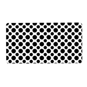 Etiqueta Bolinhas brancas pretas grandes e pequenas