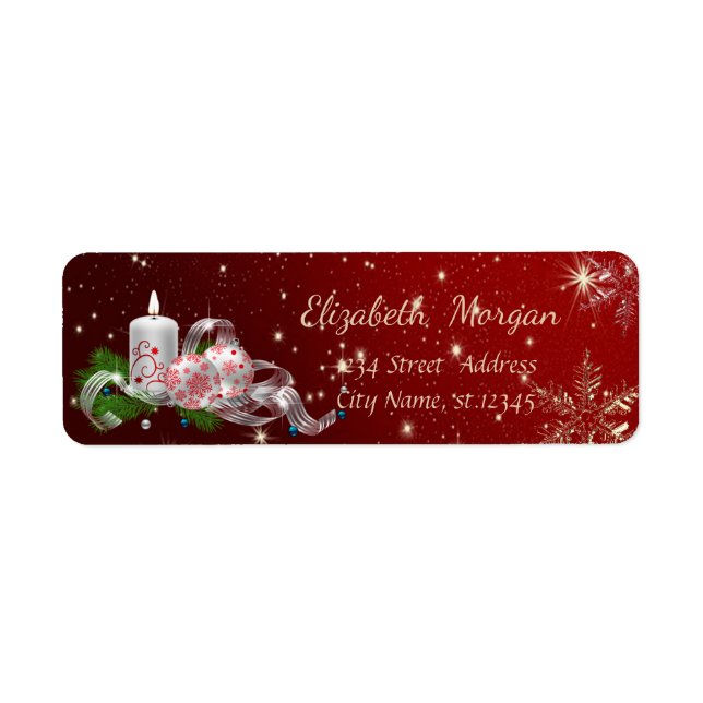 Etiqueta Bolinhas de Natal Modernas, Vela de Natal (Frente)