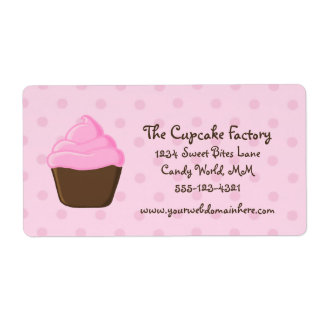 Etiqueta Bolinhas rosa e Cupcake castanho