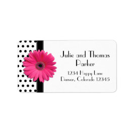 Etiqueta Bolinhas Rosa Gerbera Daisy Endereço