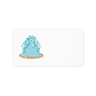 Etiqueta Bolo de Casamento Azul Elegante