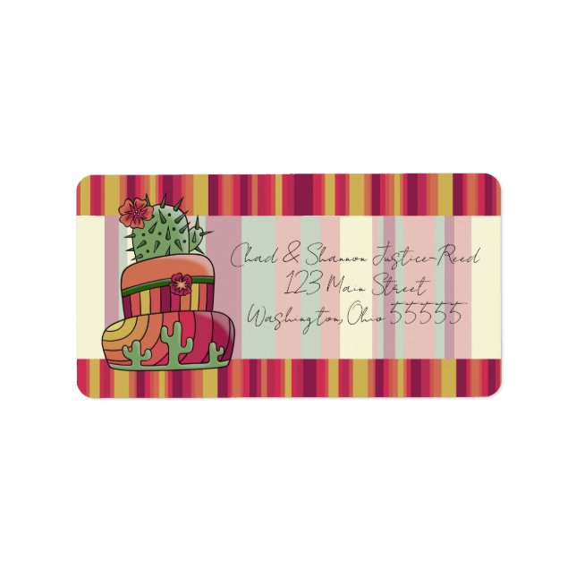 Etiqueta Bolo de Casamento de Cacto (Frente)