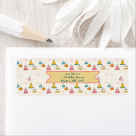 Etiqueta Bolos Doodle – Endereço de Aniversário Personaliza