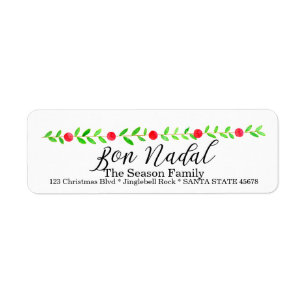 Etiqueta Bon Nadal, faixa de natal com aquarela