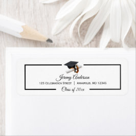 Etiqueta Boné de Classe de Graduação Laranja Preto e Endere
