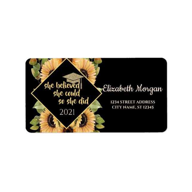 Etiqueta Boné de Formando de girassóis (Frente)