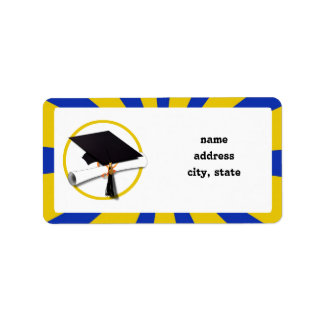 Etiqueta Boné de formatura c/Diploma - Dourado e Azul