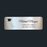 Etiqueta Boné de formatura Silver Elegante<br><div class="desc">Etiqueta de endereço de retorno da graduação de prata elegante com boné de formatura.</div>