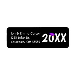 Etiqueta Boné roxo de graduação e torneira de ouro