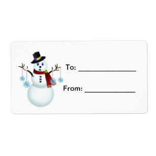 Etiqueta Boneco de neve com o Tag do presente dos flocos de