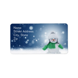 Etiqueta Boneco de neve com um cachecol