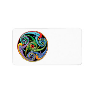 Etiqueta Bonita Céltica Mandala com Sujoulas Coloridas