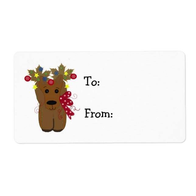 Etiqueta Bonita Reindeer de Natal (Frente)