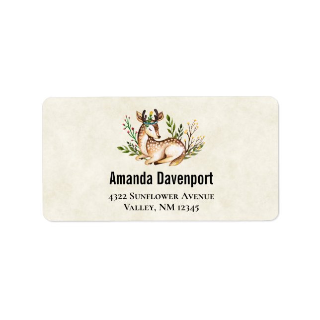 Etiqueta Bonito Aquarela com veado para baixo (Frente)