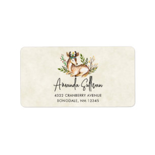 Etiqueta Bonito Aquarela com veado para baixo