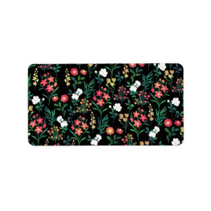 Etiqueta Bonito Aquarela Preta Floral Botânica